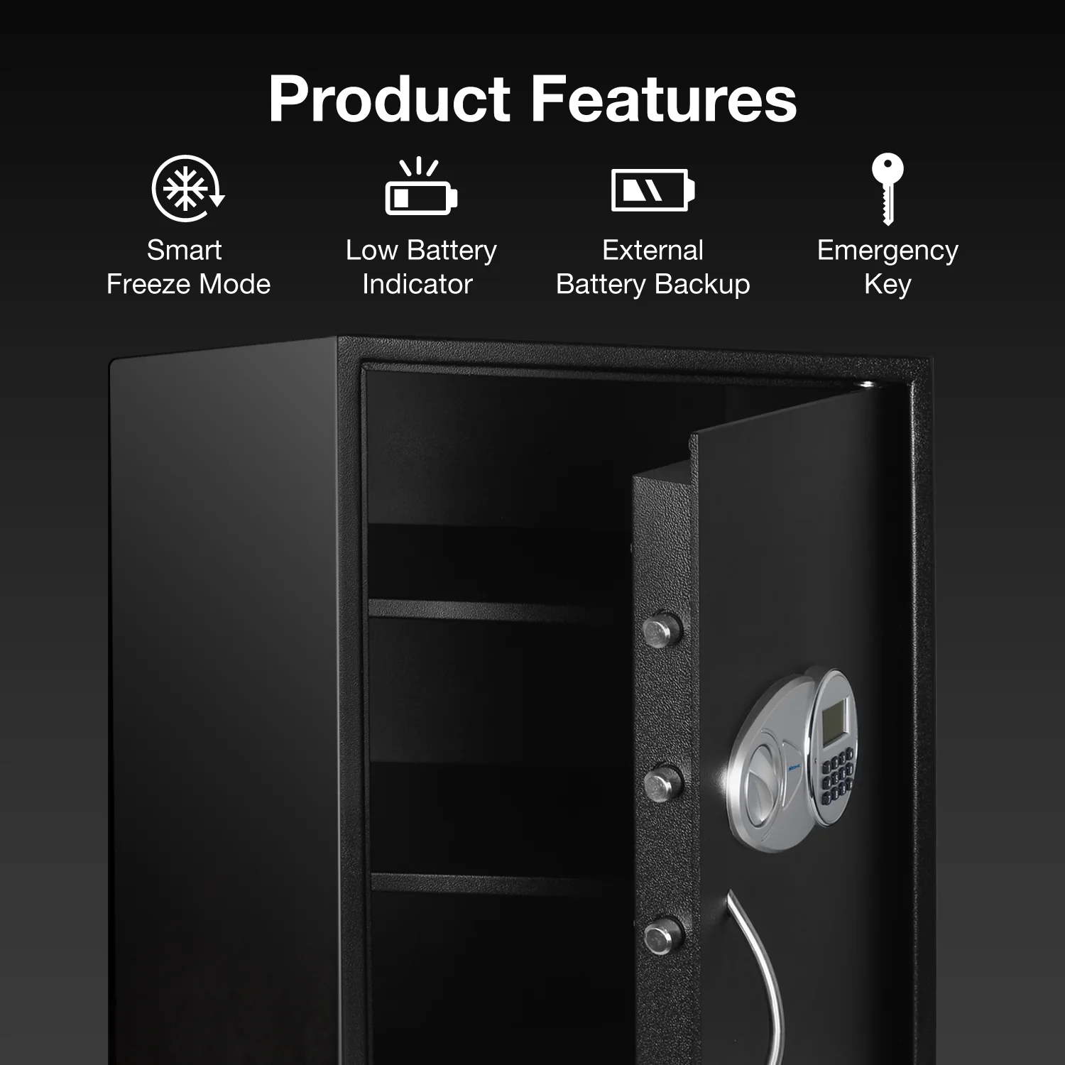 Ozone 95.4 Litres Digital Safe Locker for Home & Office – Digital Lock, 1-Way Unlocking (Password), Size: 650H x 440W x 405D mm, Weight: 34.7kg, 2-Year Warranty - Image 4