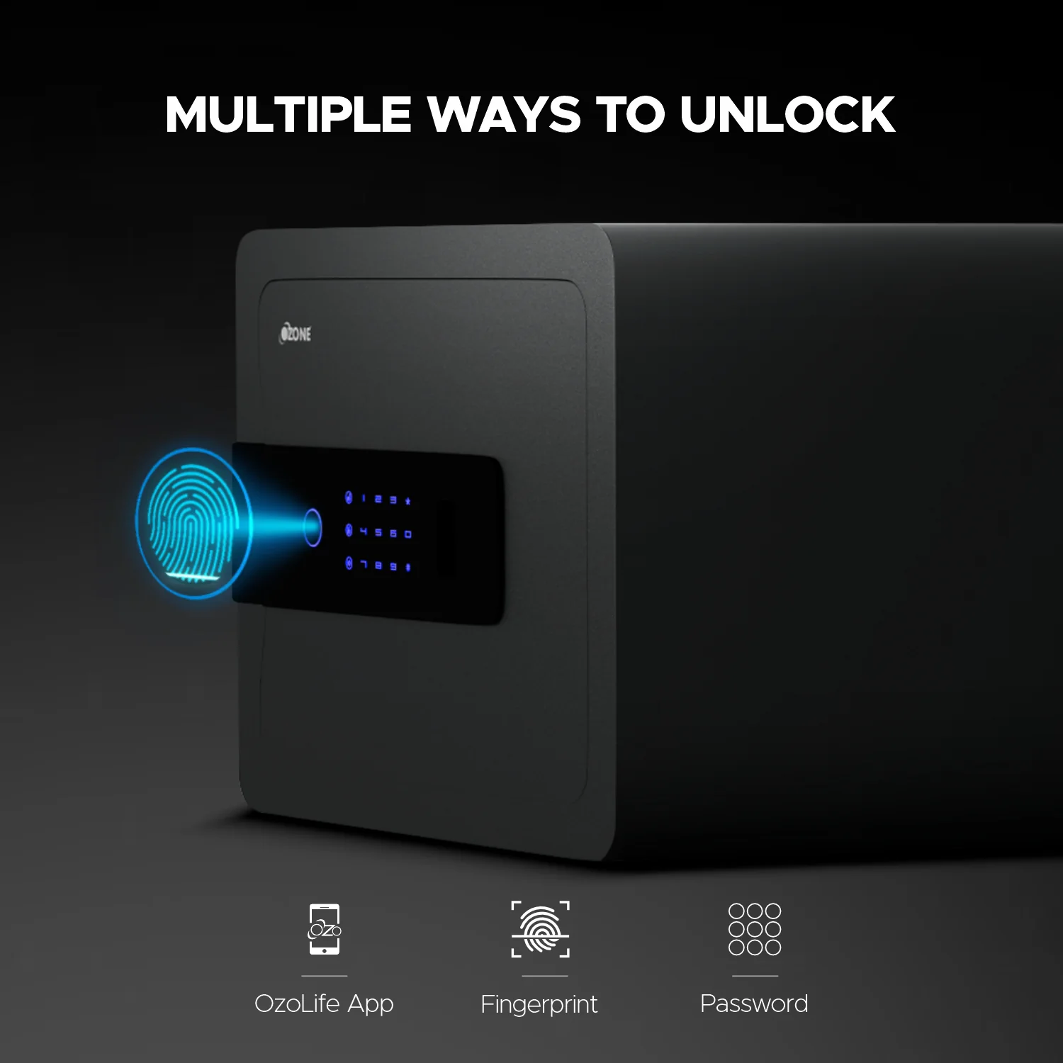 Ozone 30 Litres Wi-Fi Safe Locker for Home & Office – Fingerprint Lock, 3-in-1 Unlocking (OzoLife App, Fingerprint & Password), Size: 300H x 380W x 300D mm, Weight: 13kg, 2-Year Warranty - Image 6