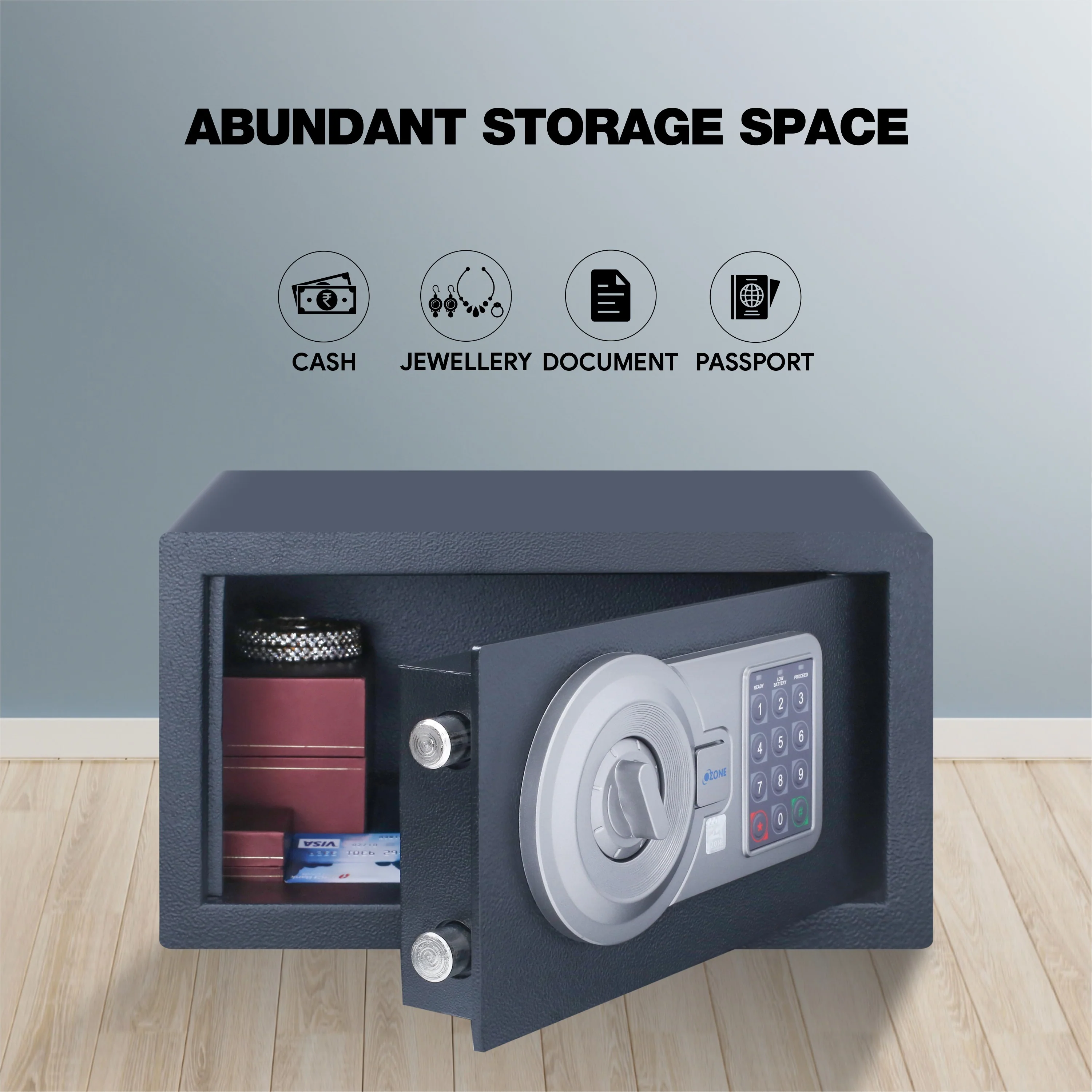Ozone 9.2 Litres Digital Safe Locker for Home & Office – Digital Lock, 1-Way Unlocking (Password), Size: 200H x 350W x 200D mm, Weight: 5.9kg, 2-Year Warranty - Image 6