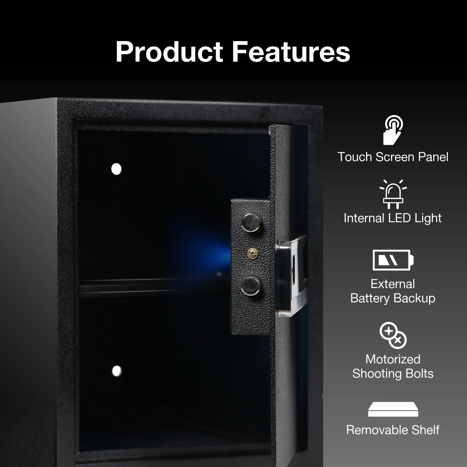 Ozone 40 Litres Wi-Fi Safe Locker for Home & Office – Fingerprint Lock, 3-in-1 Unlocking (OzoLife App, Fingerprint & Password), Size: 420H x 350W x 360D mm, Weight: 16.6kg, 2-Year Warranty - Image 3