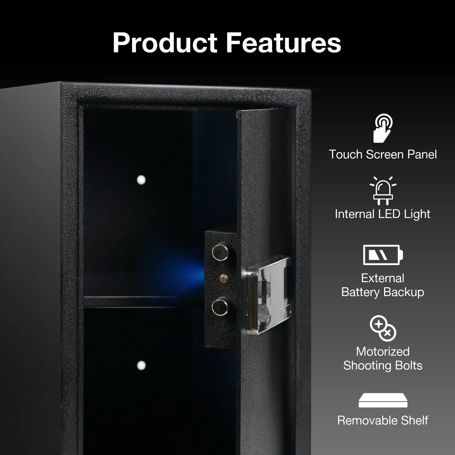 Ozone 55 Litres Wi-Fi Safe Locker for Home & Office – Fingerprint Lock, 3-in-1 Unlocking (OzoLife App, Fingerprint & Password), Size: 555H x 350W x 360D mm, Weight: 24.7kg, 2-Year Warranty - Image 4