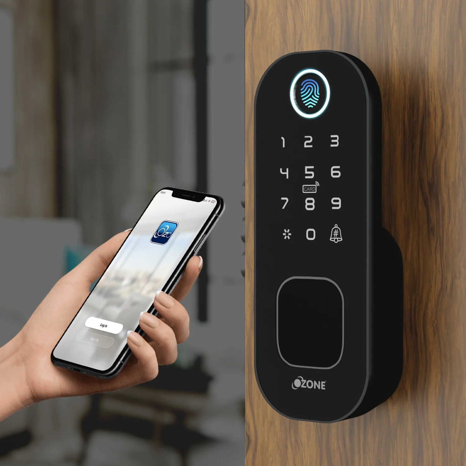 Ozone Double-sided Fingerprint Rim Lock with 4-way access | Door Thickness: 20-65 mm - Image 2