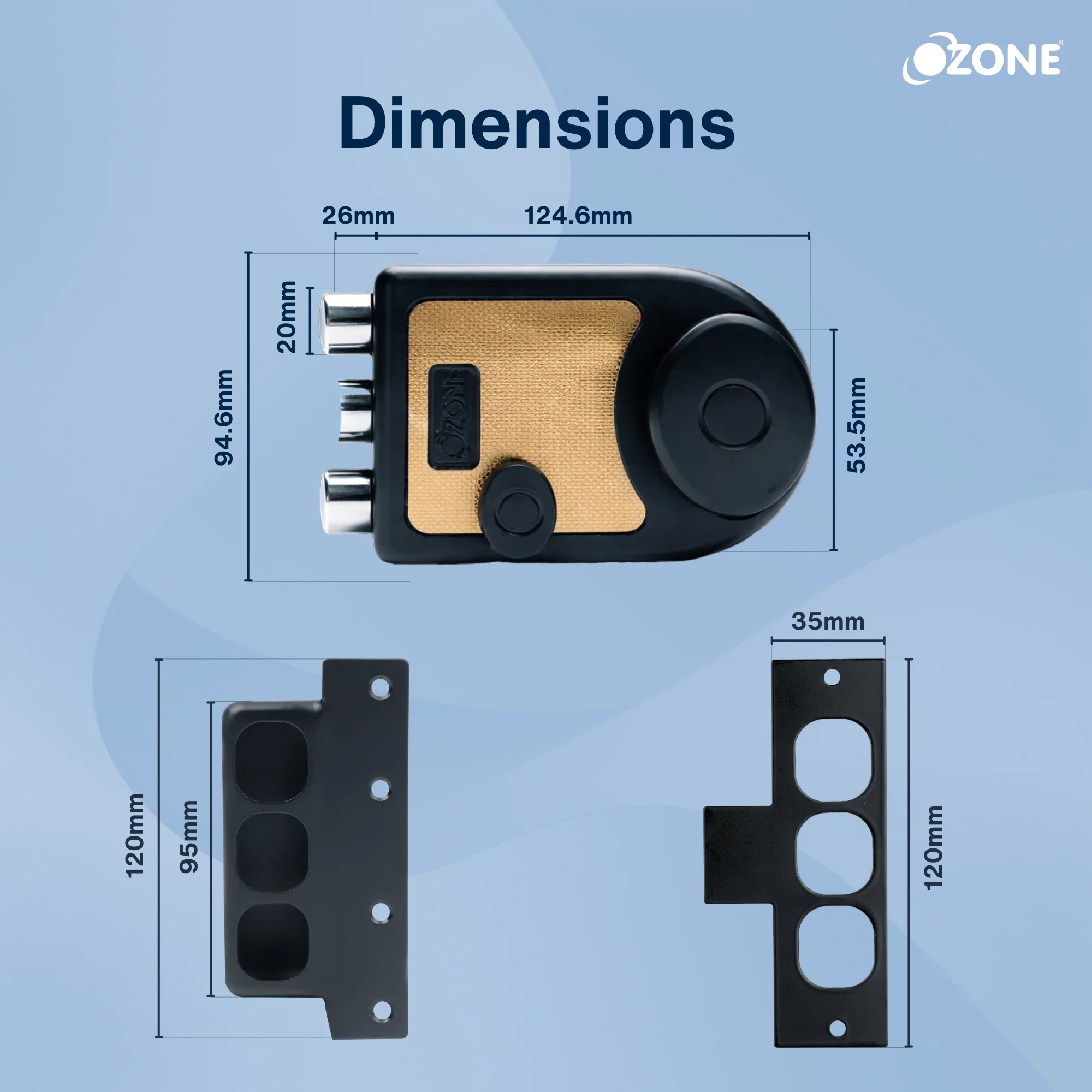 Ozone Premium Main Door Lock with Double Deadbolts | Dual-Tone Finish & 15-Years Warranty - Image 5