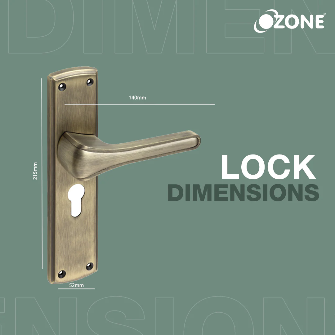 Ozone Falcon Heavy Duty Mortise Door Lock Handle Set | 8-inches (Antique Brass Finish) - Image 2