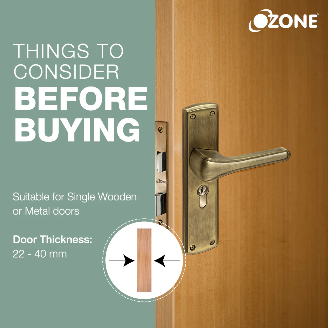 Ozone Falcon Heavy Duty Mortise Door Lock Handle Set | 8-inches (Antique Brass Finish) - Image 5