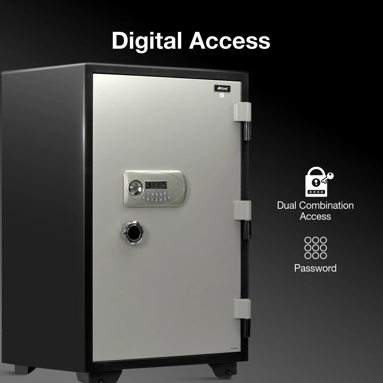 Ozone 145 Litres Fire-resistant Safe Locker for Factories & Warehouses – Digital Lock, 1-Way Unlocking (Password), Size: 985H x 600W x 570D mm, Weight: 220kg, 2-Year Warranty - Image 2