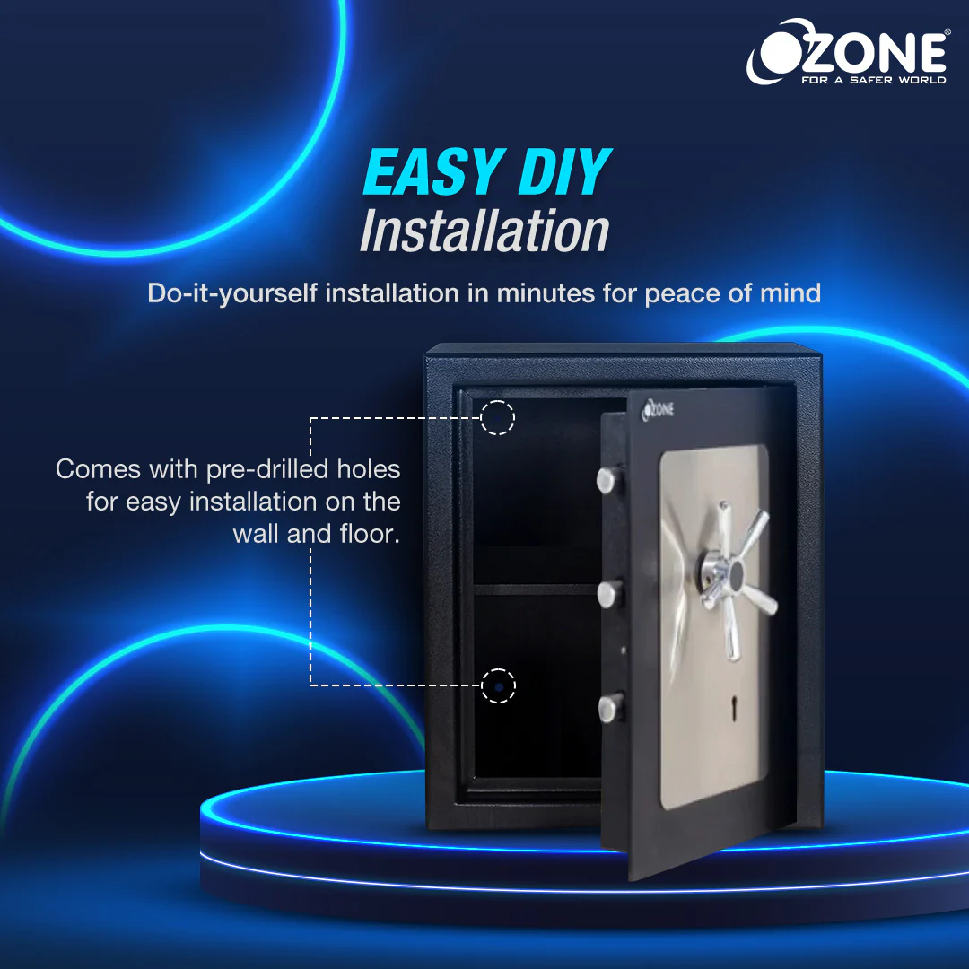 Ozone 78 Litres Anti-burglary Safe Locker for Factories & Warehouses – Manual Lock, 1-Way Unlocking (Manual Key), Size: 555H x 460W x 360D mm, Weight: 64.3kg, 2-Year Warranty - Image 7