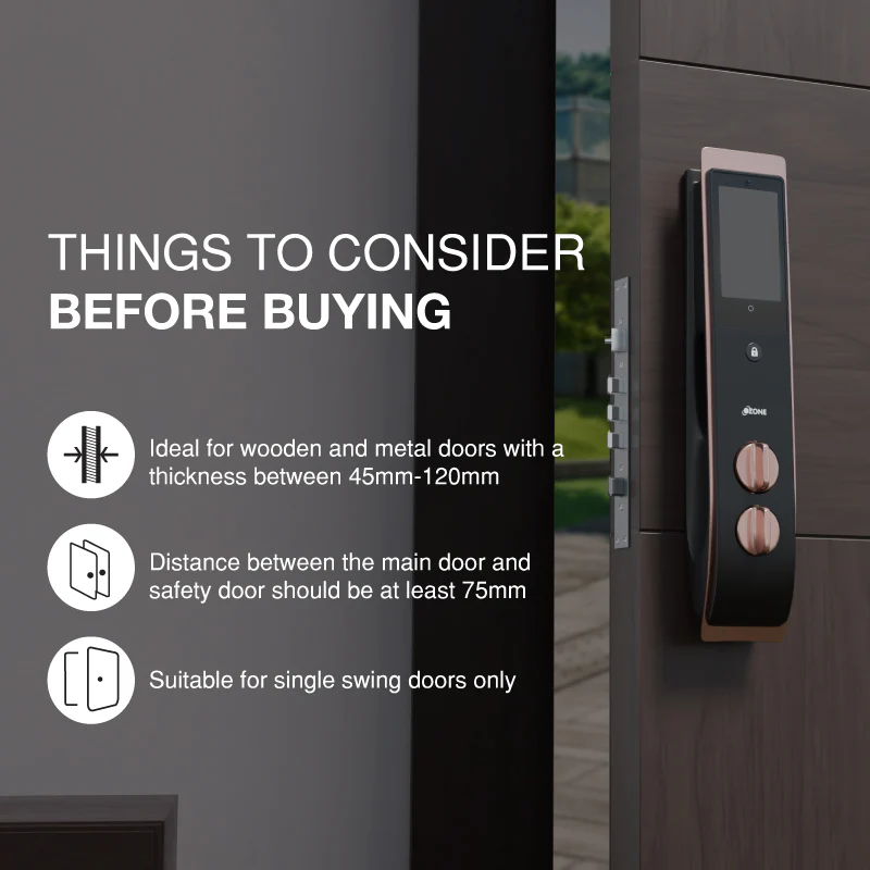 Ozone 3D Facial and Palm Recognition Smart Door Lock with 6-way access | Door Thickness: 45-120 mm - Image 3