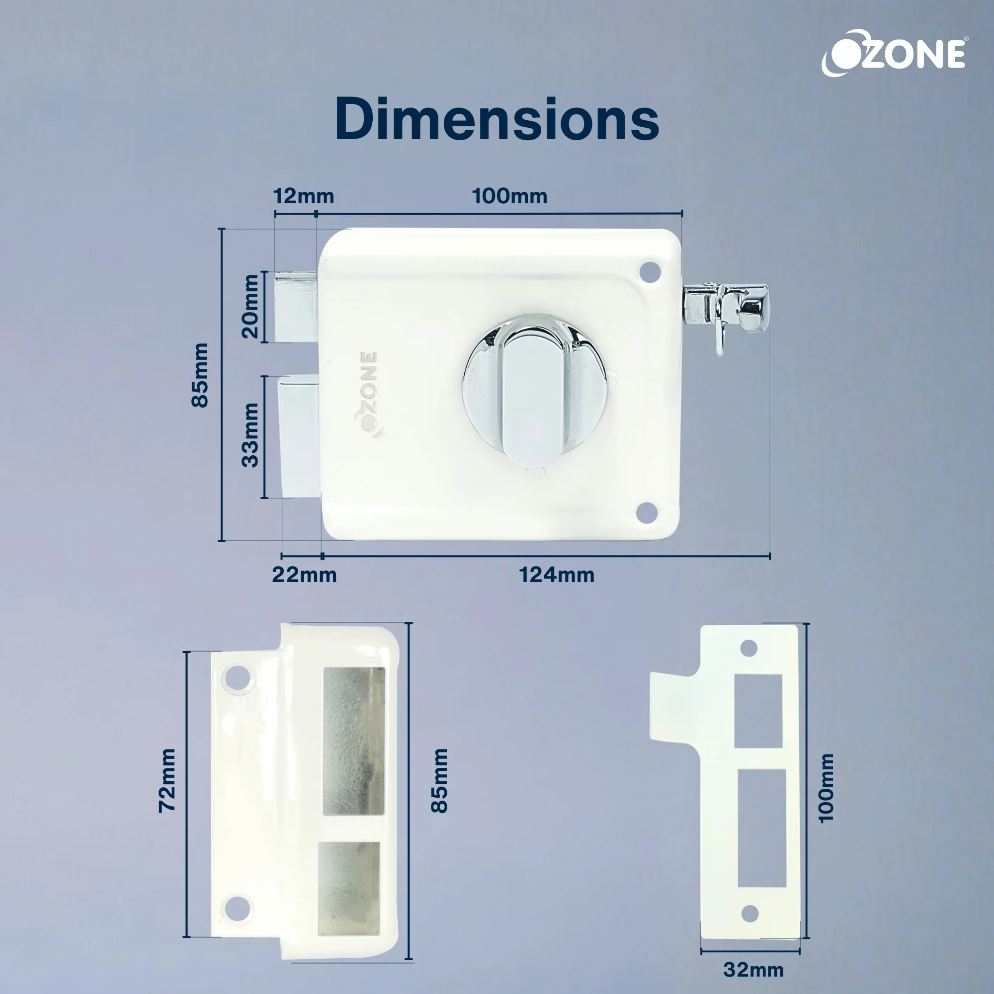 Ozone Surface-Mounted Main Door Rim Lock | Premium Build with 5-Years Warranty | For 30–85 mm Wooden Doors - Image 7