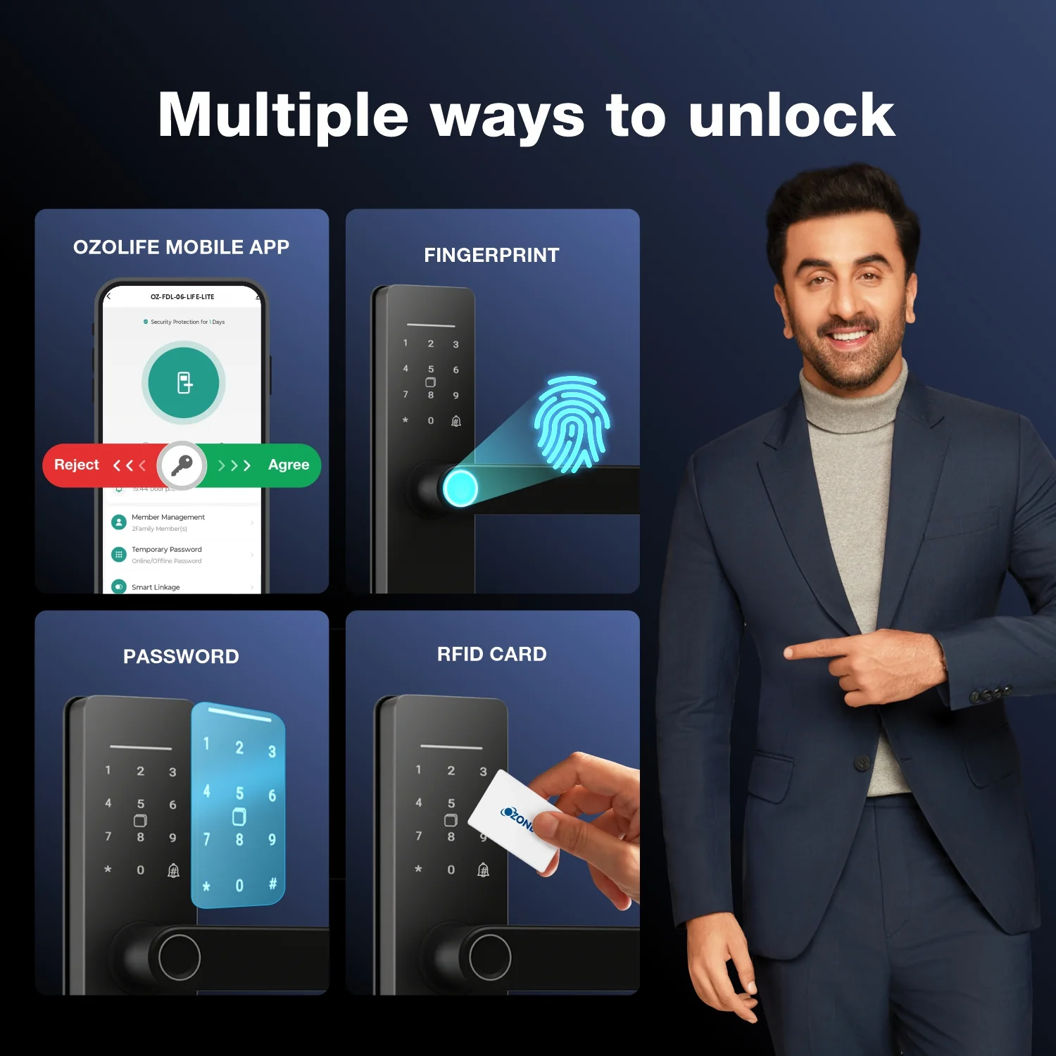 Ozone Morphy Life Lite 6 Wi-Fi Smart Door Lock with 4-way access | Door Thickness: 30-50 mm - Image 4