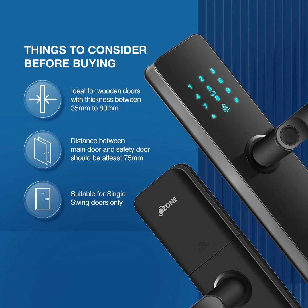 Ozone Morphy Lite Smart Door Lock with 3-way access | Door Thickness: 35-80 mm - Image 5