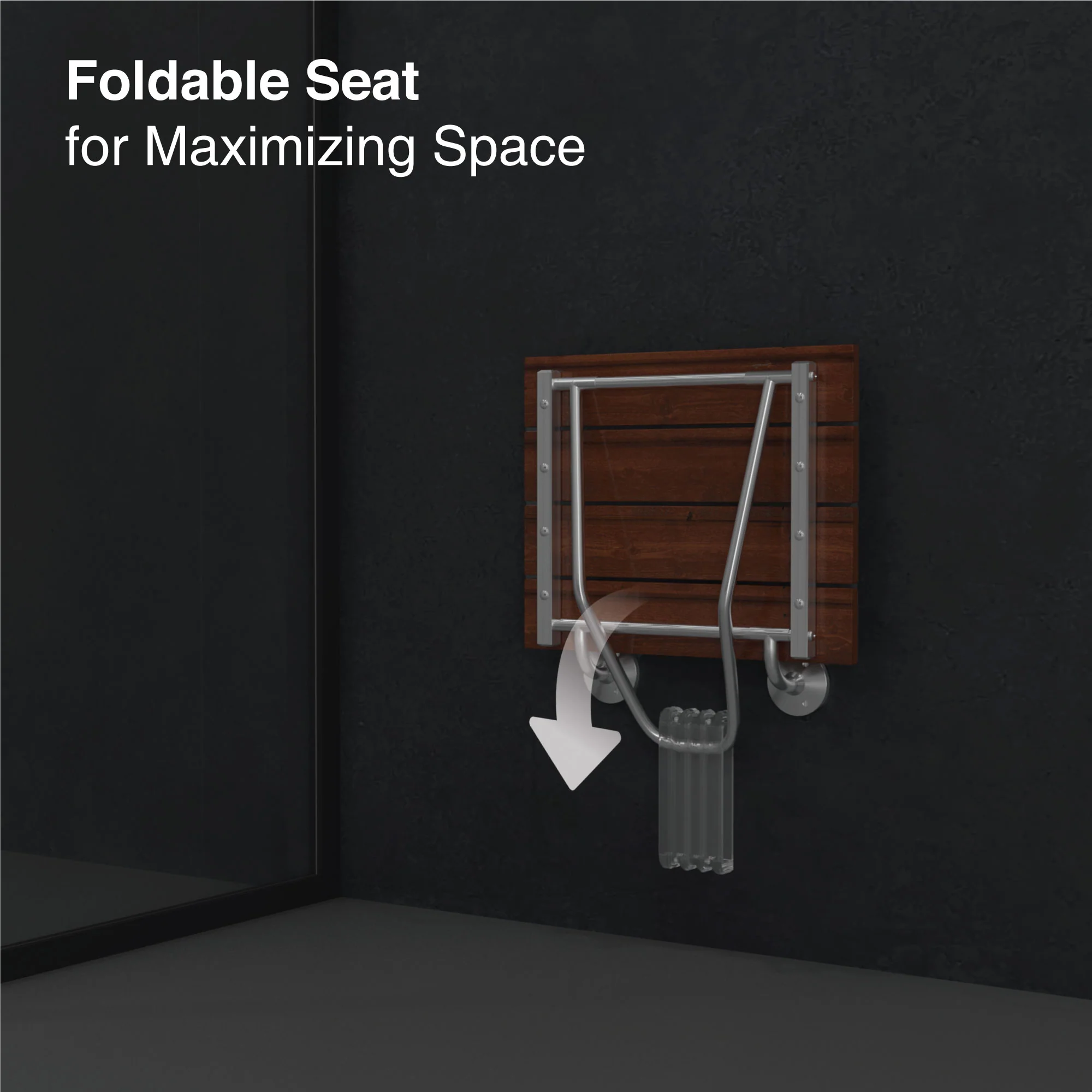Ozone Multi-purpose Foldable Wall-mounted Shower Seat with SS-304 Legs | Load Capacity: Up to 120 Kg - Image 3