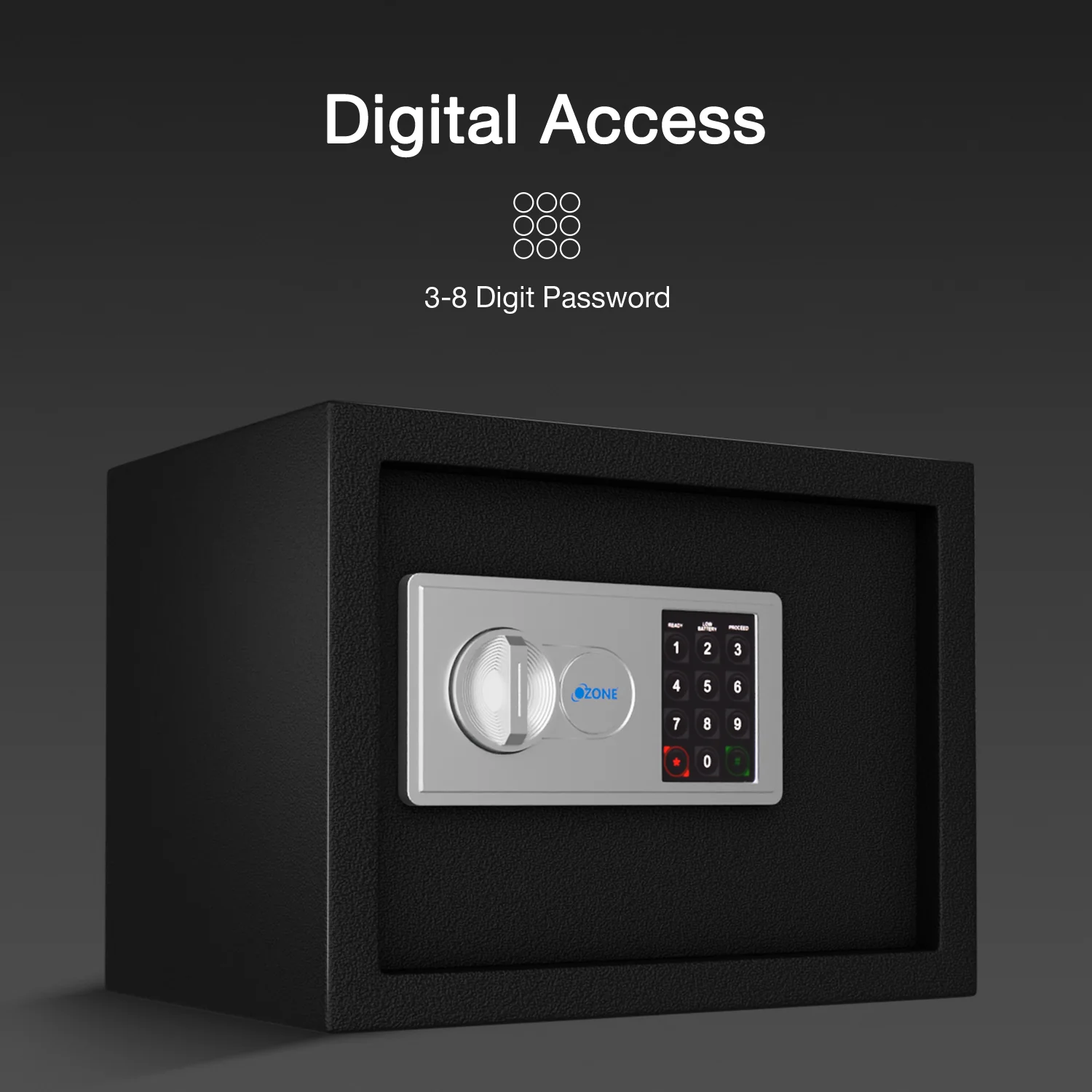 Ozone 16.11 Litres Digital Safe Locker for Home & Office – Digital Lock, 1-Way Unlocking (Password), Size: 250H x 350W x 250D mm, Weight: 9.5kg, 2-Year Warranty (Black) - Image 5