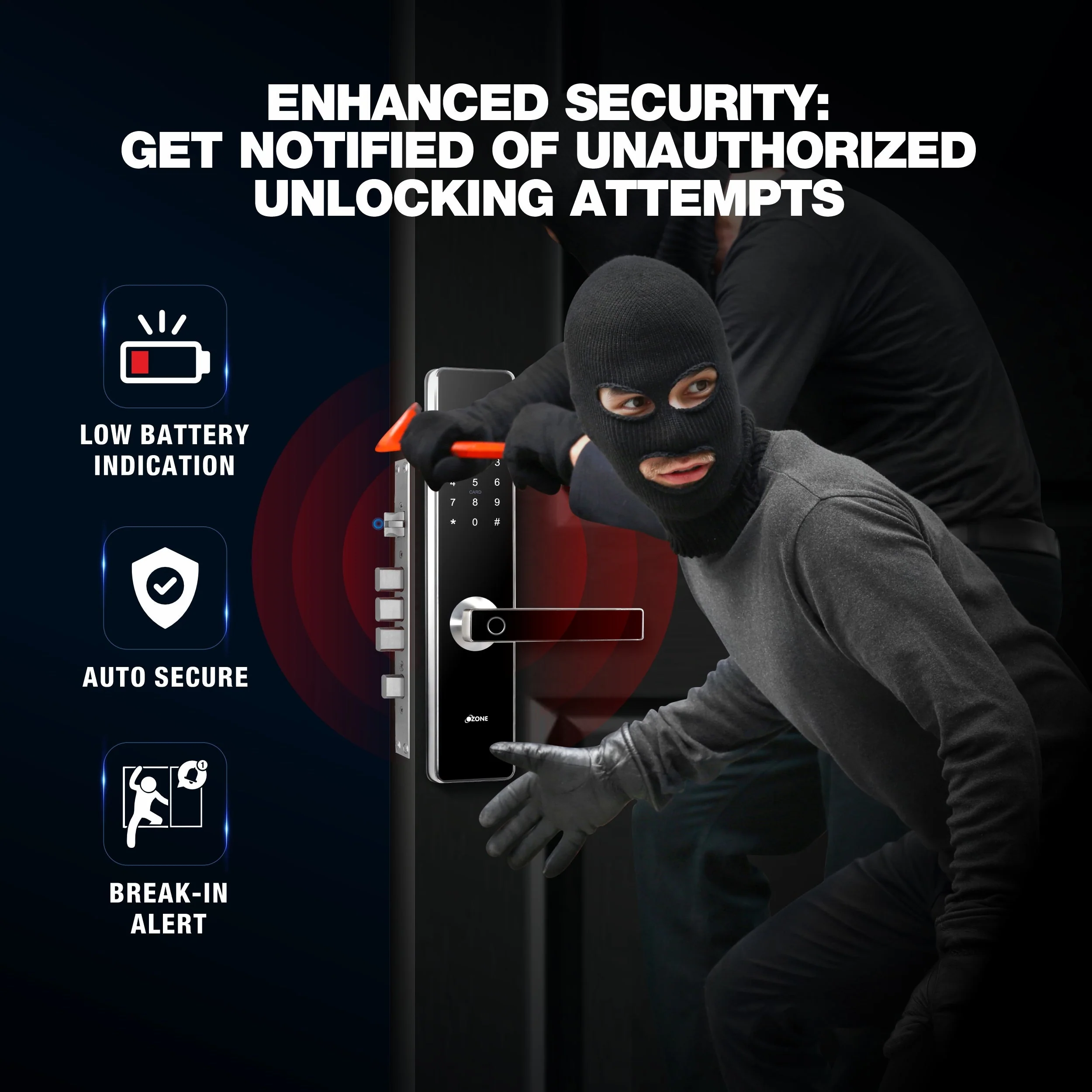 Ozone Morphy Plus Bluetooth Smart Door Lock with 4-way access | Door Thickness: 35-100 mm - Image 7
