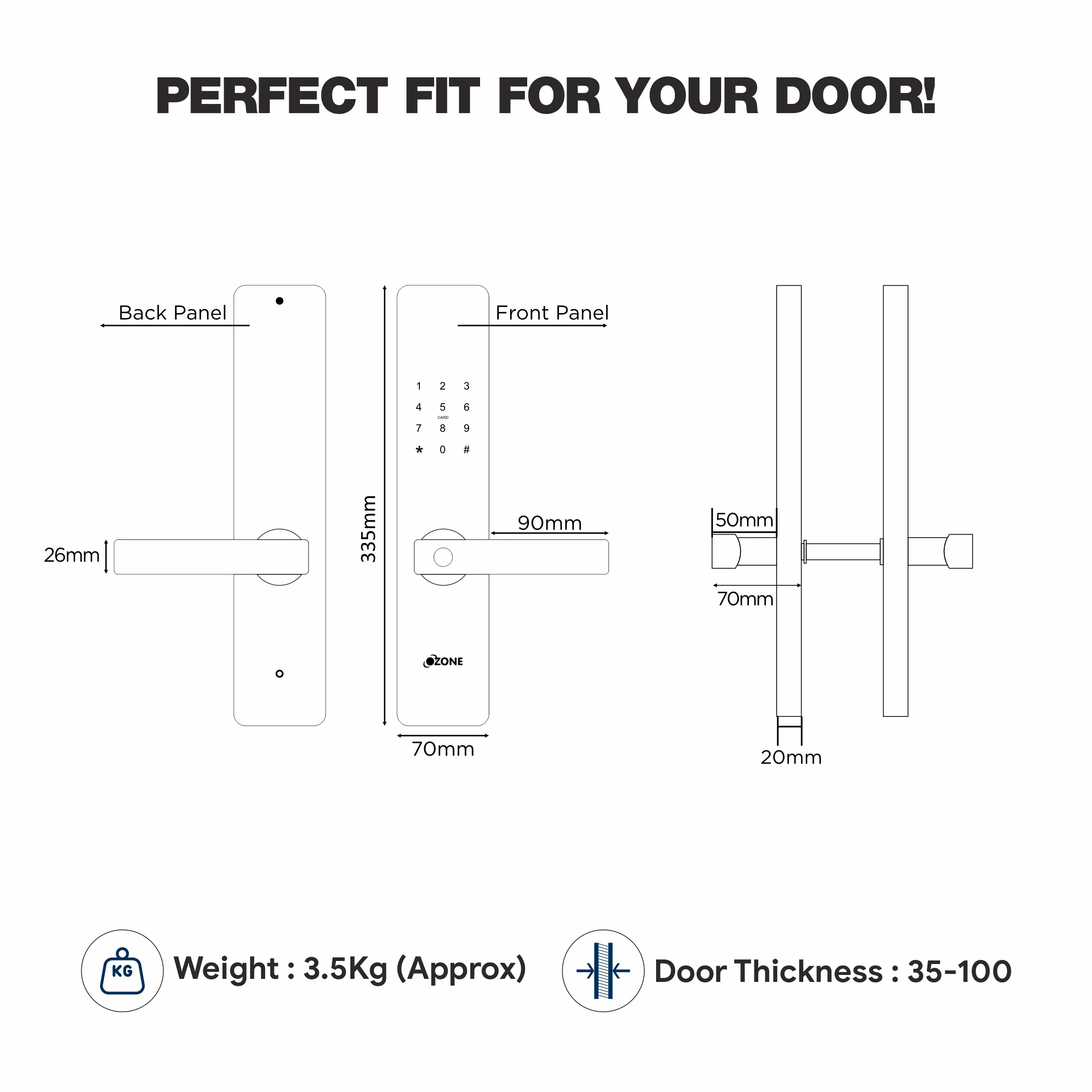 Ozone Morphy Plus Bluetooth Smart Door Lock with 4-way access | Door Thickness: 35-100 mm - Image 9