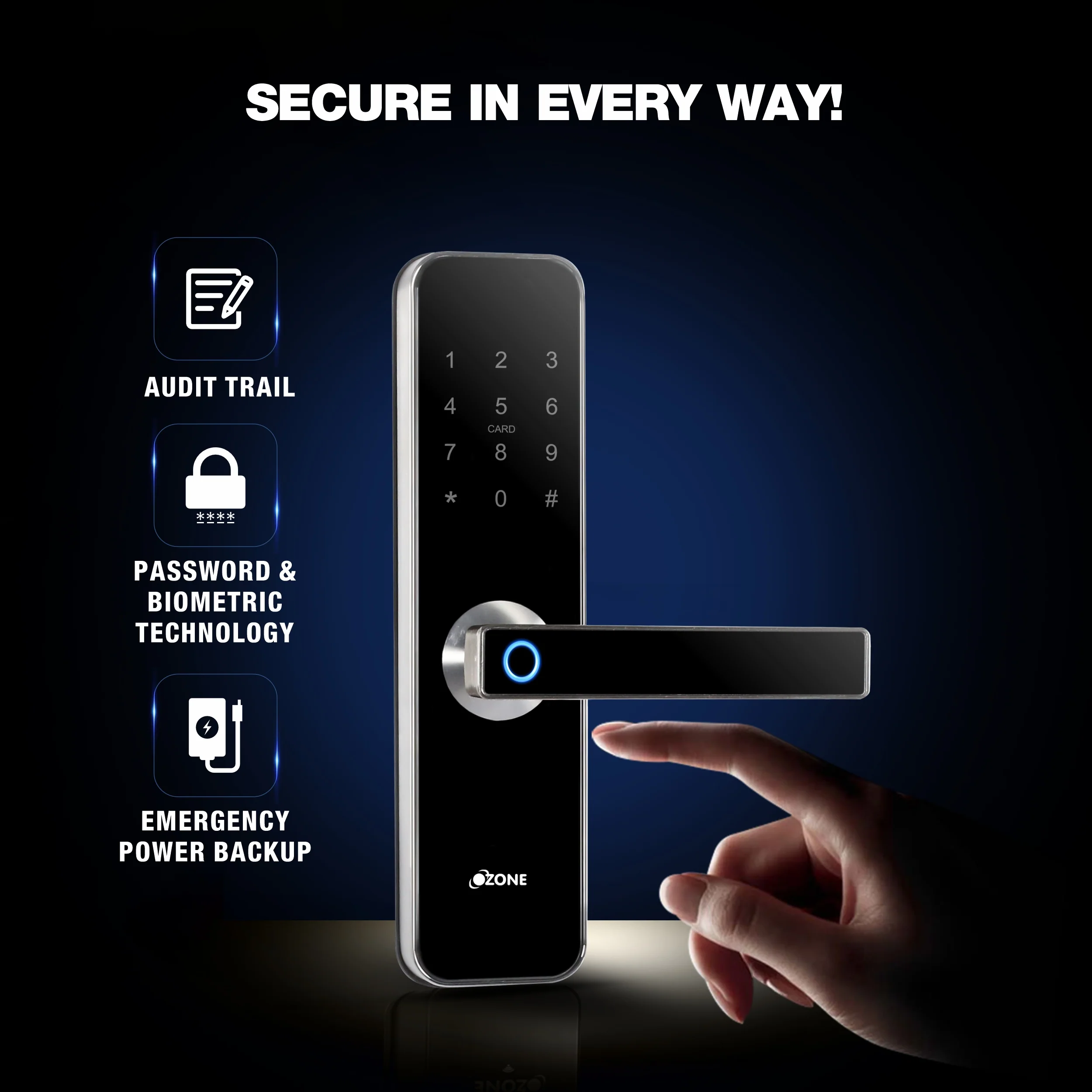 Ozone Morphy M Life Wi-Fi Smart Door Lock with 4-way access | Door Thickness: 35-100 mm - Image 6