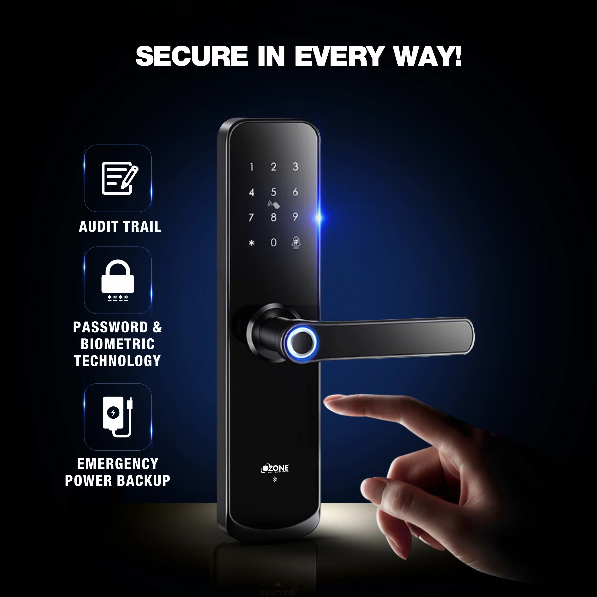 Ozone Morphy Eco Bluetooth Smart Door Lock with 4-way access | Door Thickness: 35-80 mm - Image 6