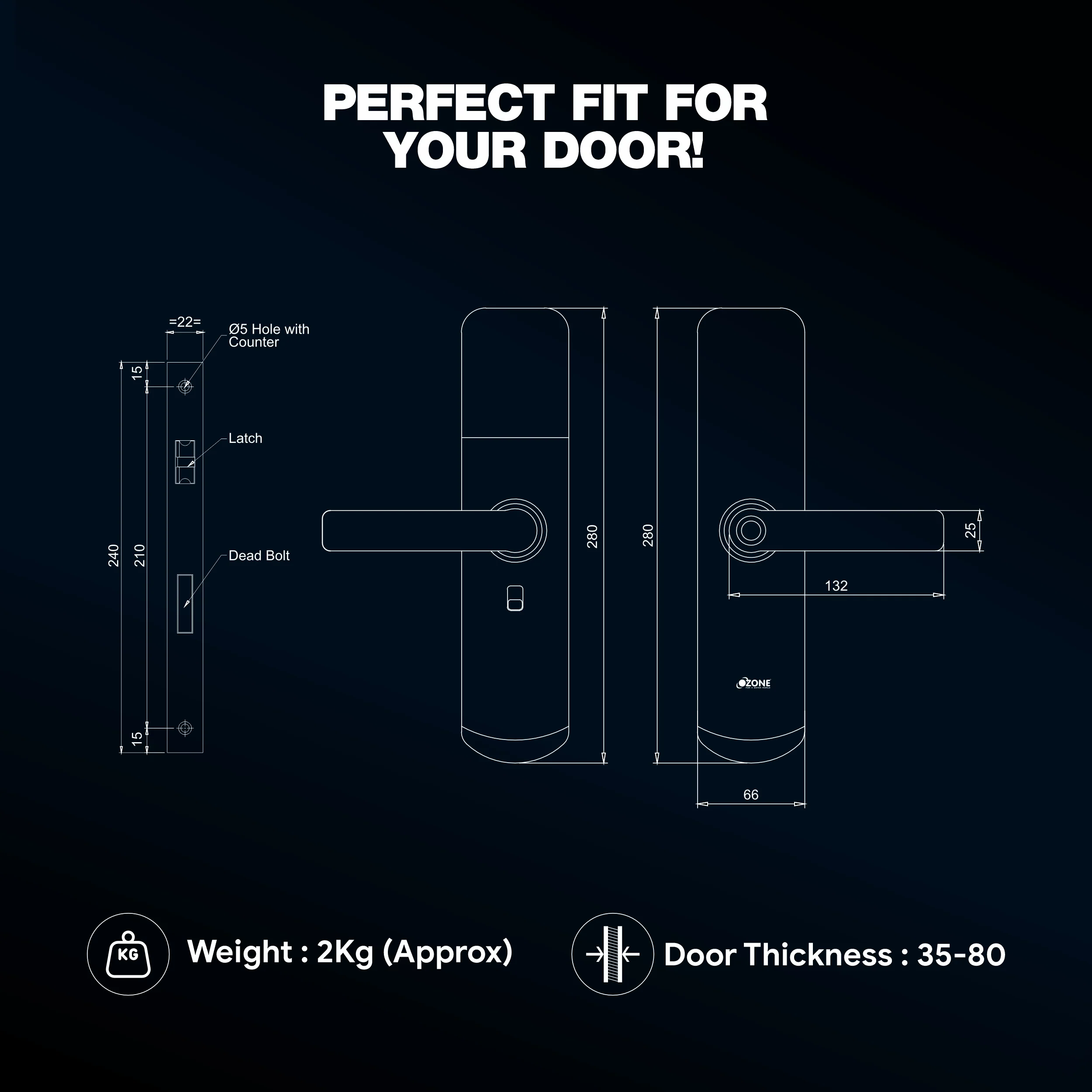 Ozone Morphy Eco Smart Door Lock with 3-way access | Door Thickness: 35-80 mm - Image 8