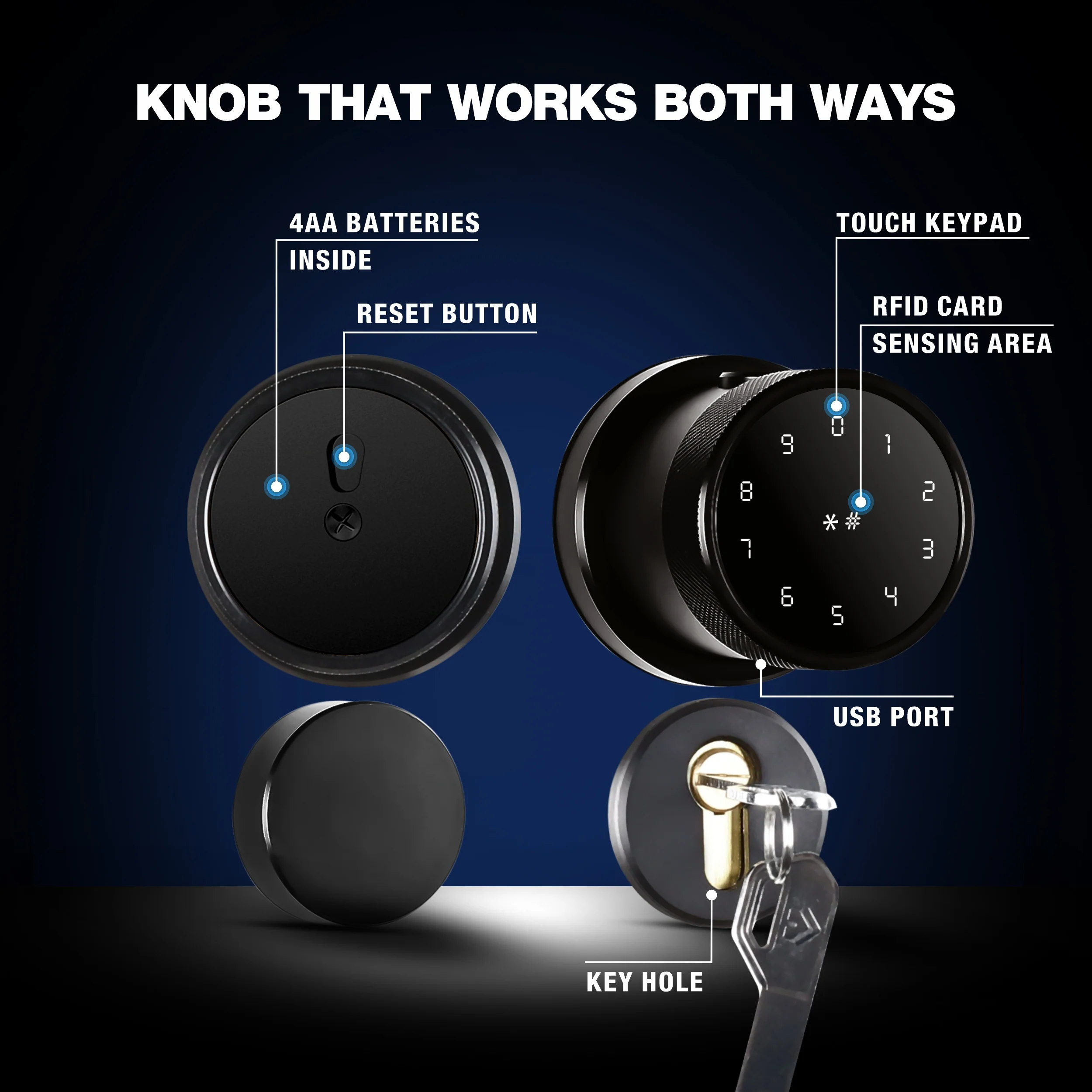 Ozone Oracle Bluetooth Smart Door Lock with Rose Plate with 4-way access | Door Thickness: 35-65 mm - Image 4