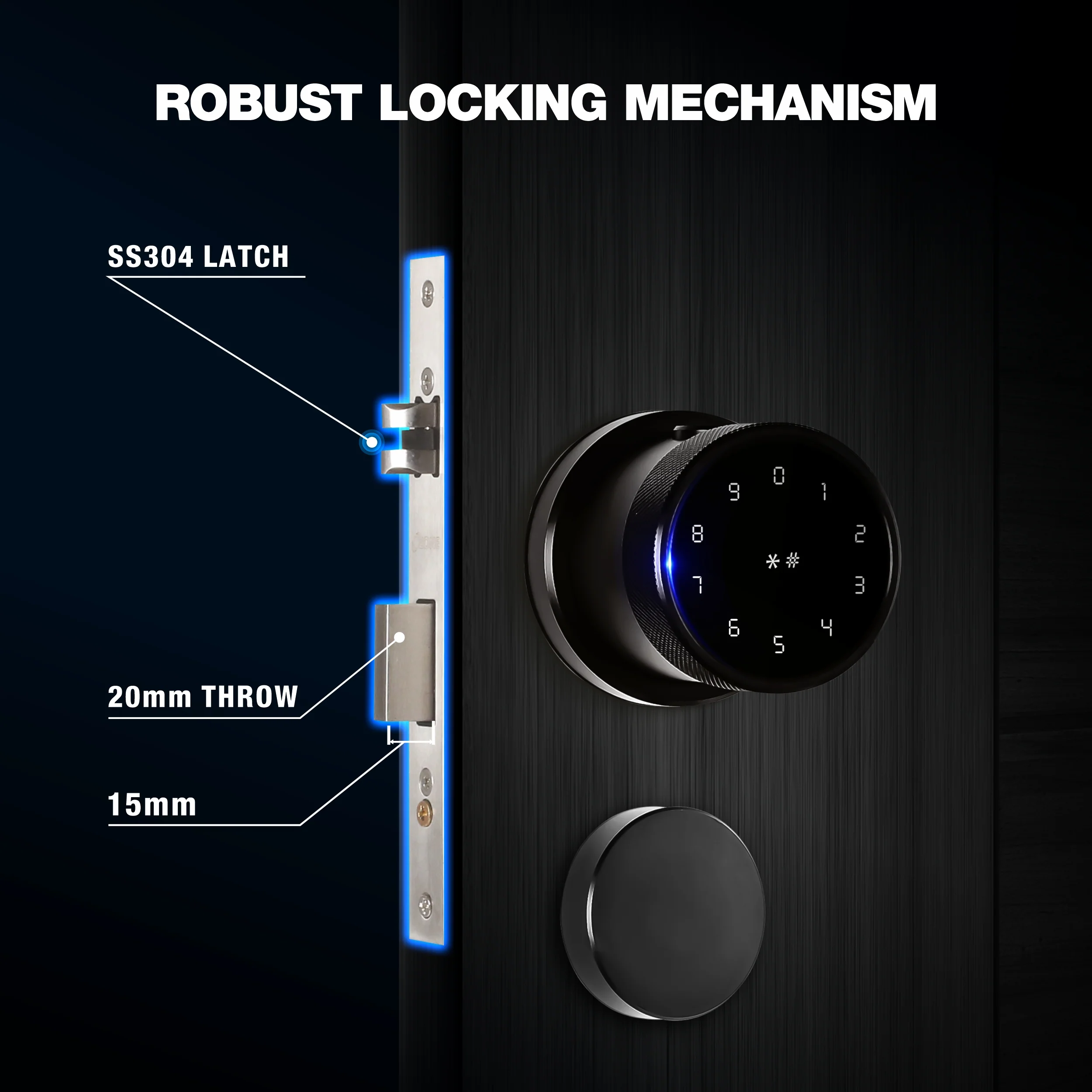 Ozone Oracle Bluetooth Smart Door Lock with Rose Plate with 4-way access | Door Thickness: 35-65 mm - Image 6