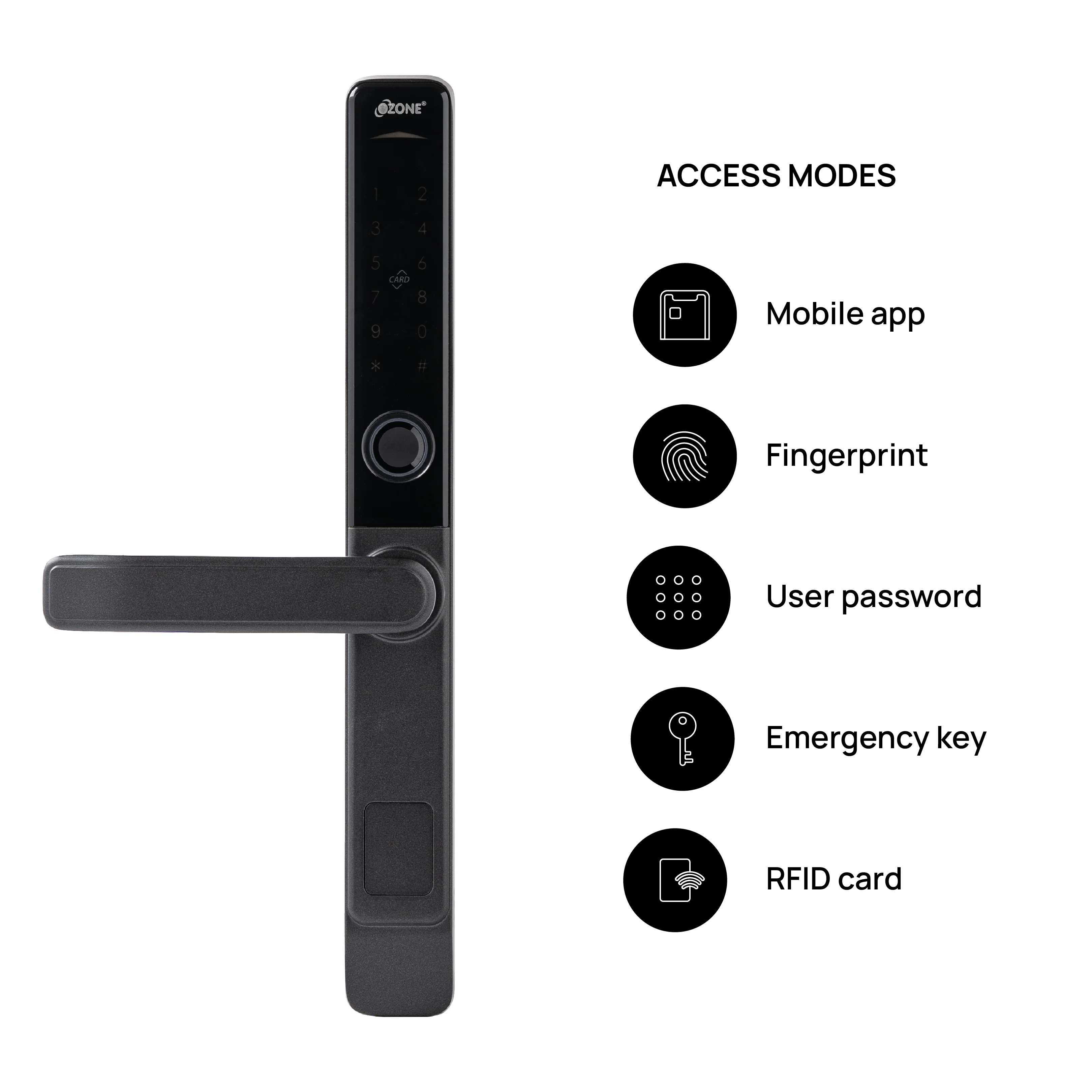 Ozone Narrow Style Wi-Fi Smart Door Lock with 4-way access for Swing Doors | Door Thickness: 35-80 mm - Image 3