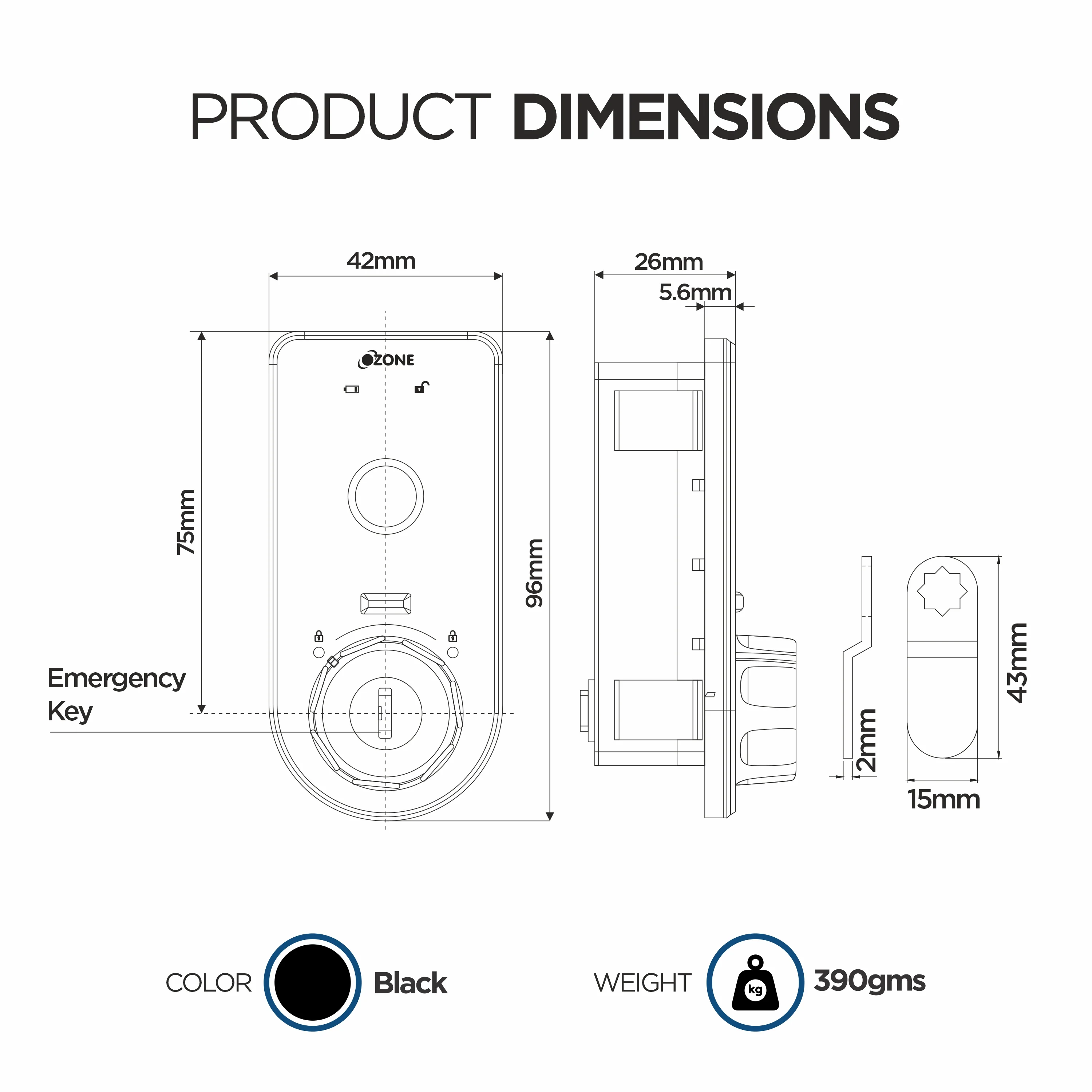 Ozone Smart Furniture Lock with Fingerprint & Key Access | For Wooden/Metal Cabinets & Wardrobes - Image 4