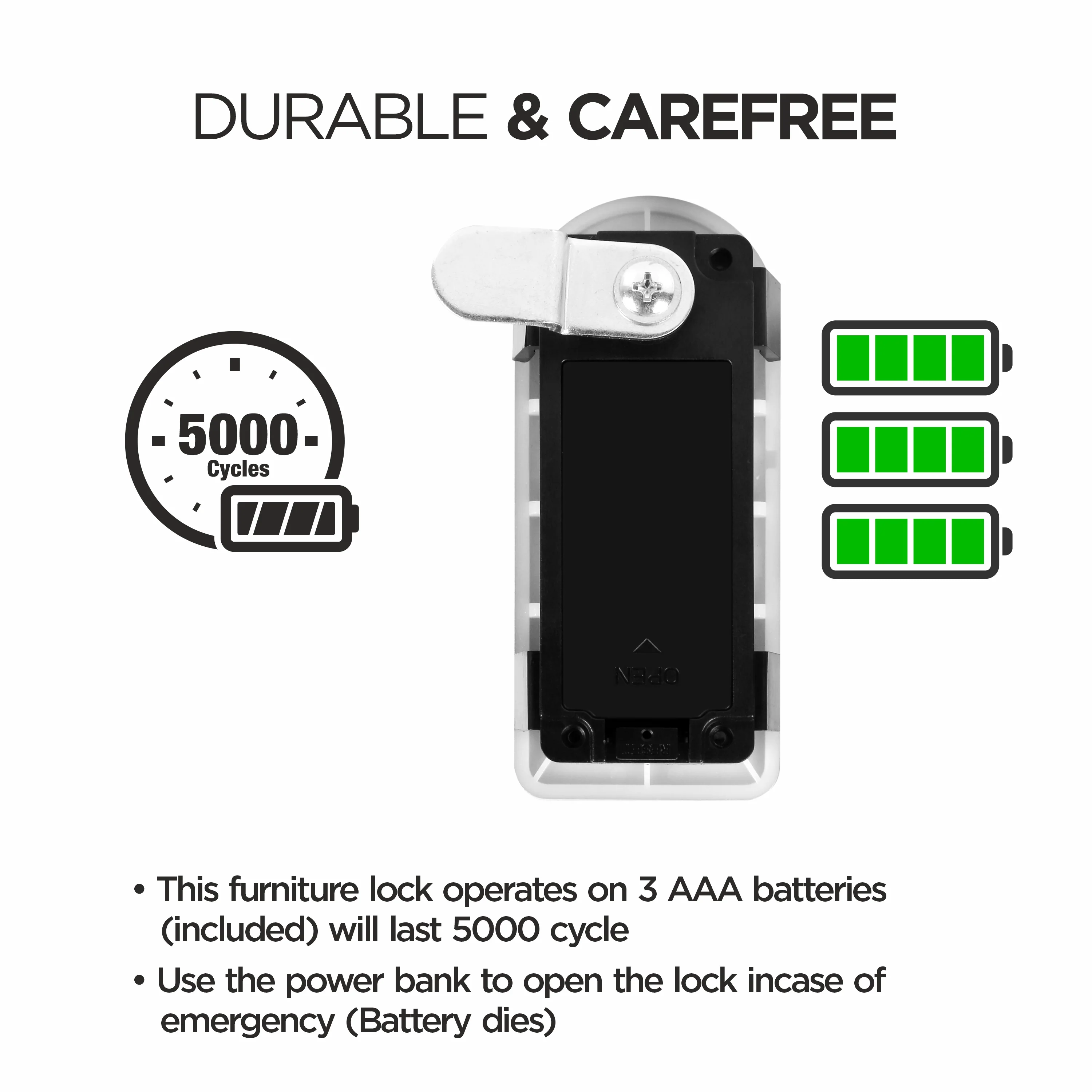Ozone Smart Furniture Lock with Fingerprint & Key Access | For Wooden/Metal Cabinets & Wardrobes - Image 6