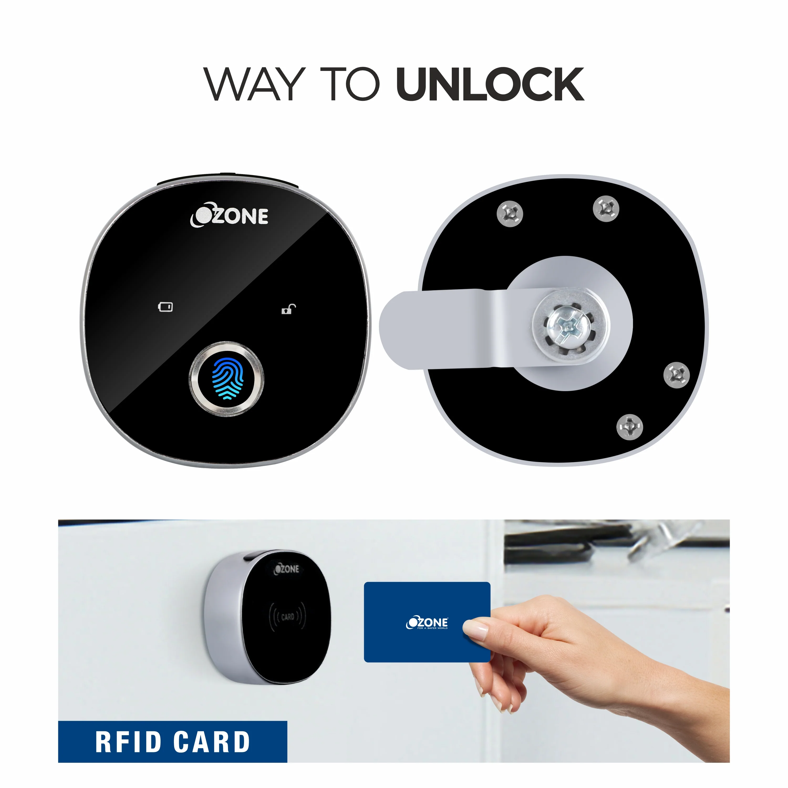 Ozone Smart Furniture Lock with Fingerprint Access for Wooden Cabinets, Wardrobes & Drawers - Image 3