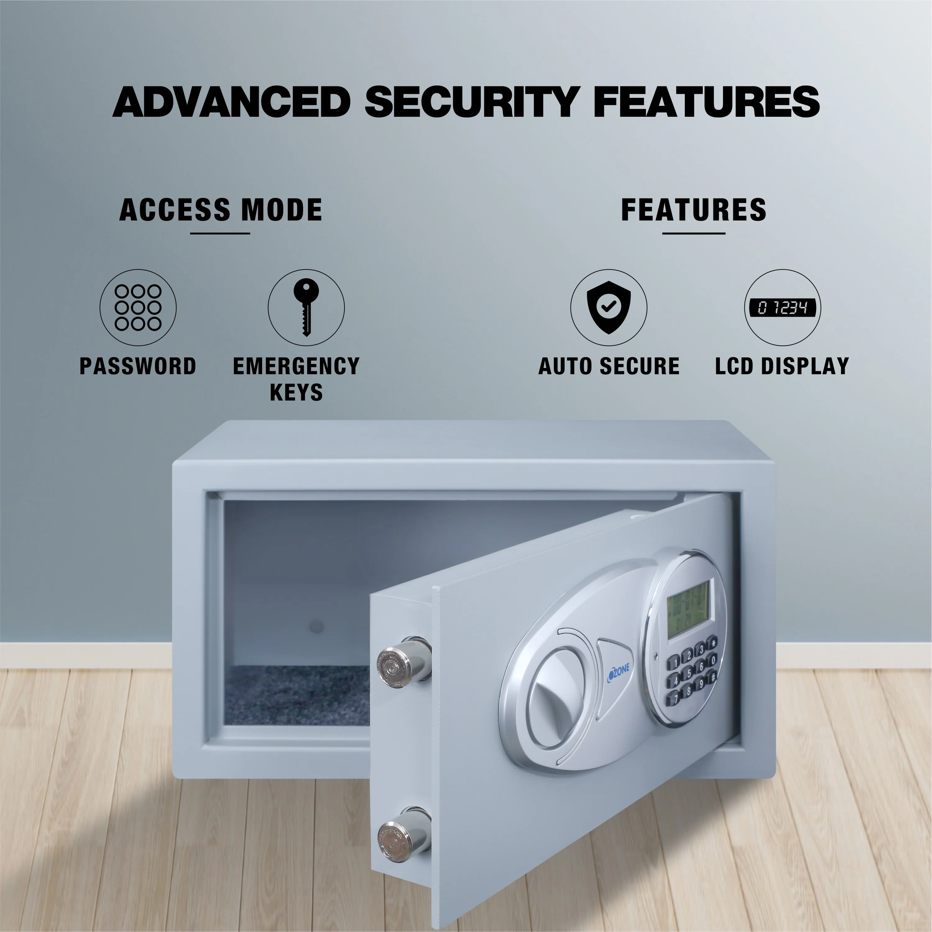 Ozone 9.2 Litres Digital Safe Locker for Home & Office – Digital Lock, 1-Way Unlocking (Password), Size: 200H x 350W x 200D mm, Weight: 5.9kg, 2-Year Warranty - Image 9