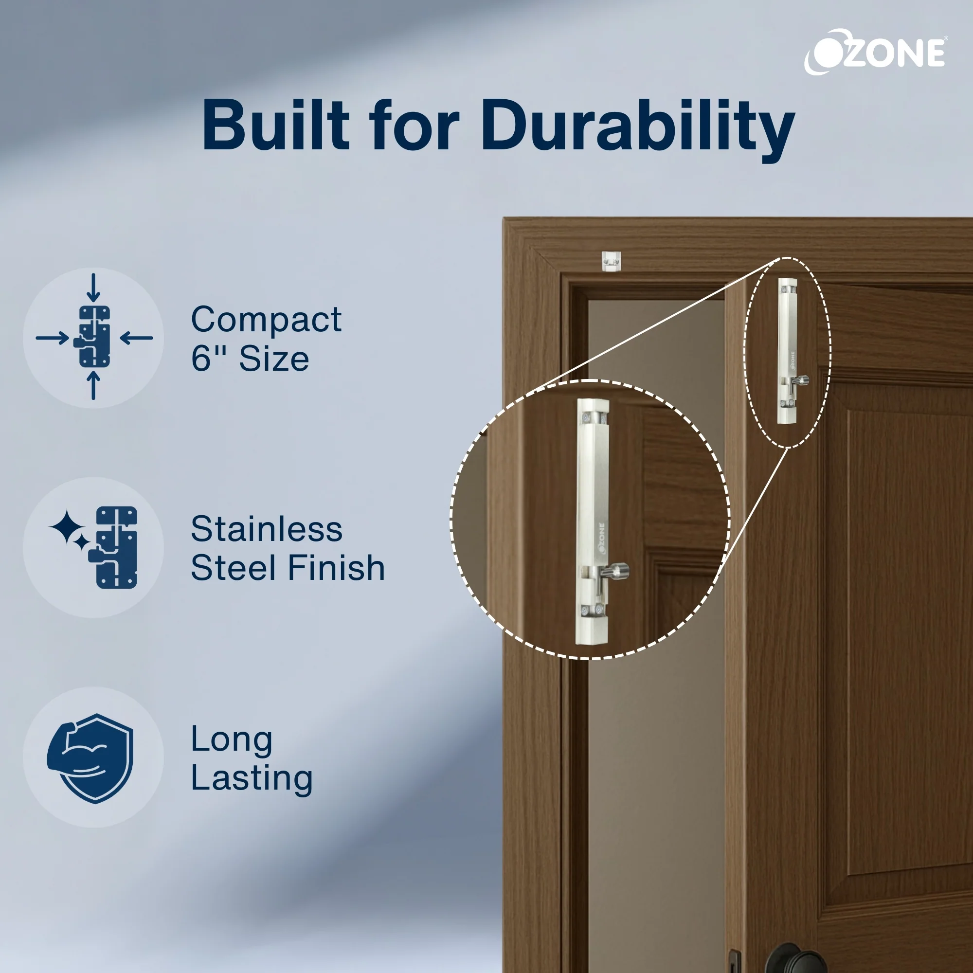 Ozone Aluminium TowerBolt - 6 | Durable & Corrosion-Resistant for Interior Wooden Doors - Image 5
