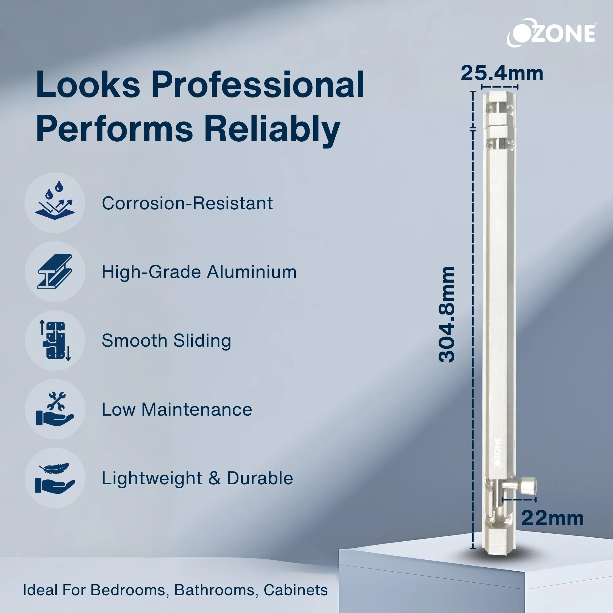 Ozone Aluminium TowerBolt - 12| Strong, Silent & Stylish Locking Solution - Image 3