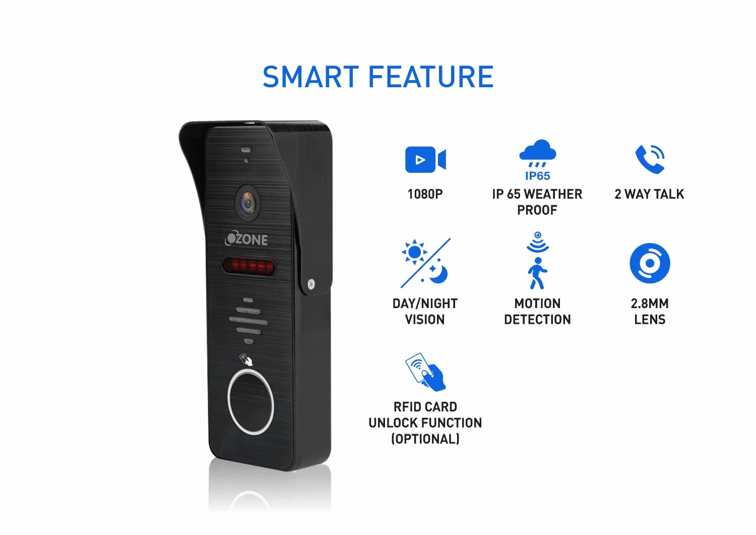 Ozone Video Door Phone Combo | High-resolution Display with 2.8 mm Lens and Motion Detection with 2-way Communication - Image 4