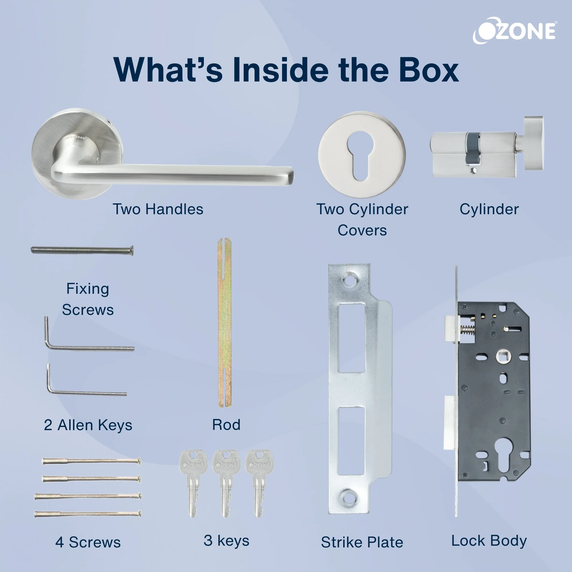 Ozone Zinc Handle On Rose Combi-set| Door Thickness up to 60 mm - Image 7