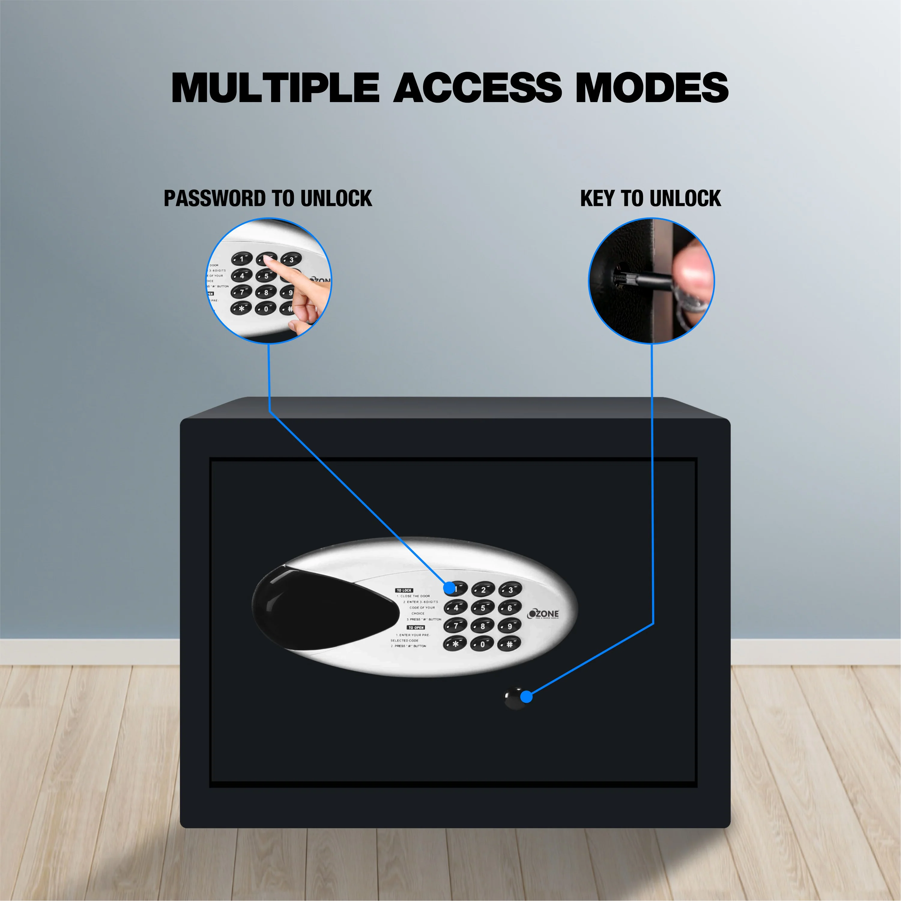 Ozone 15.94 Litres Digital Safe Locker for Home & Office – Digital Lock, 1-Way Unlocking (Password), Size: 250H x 350W x 250D mm, Weight: 9.4kg, 2-Year Warranty - Image 4